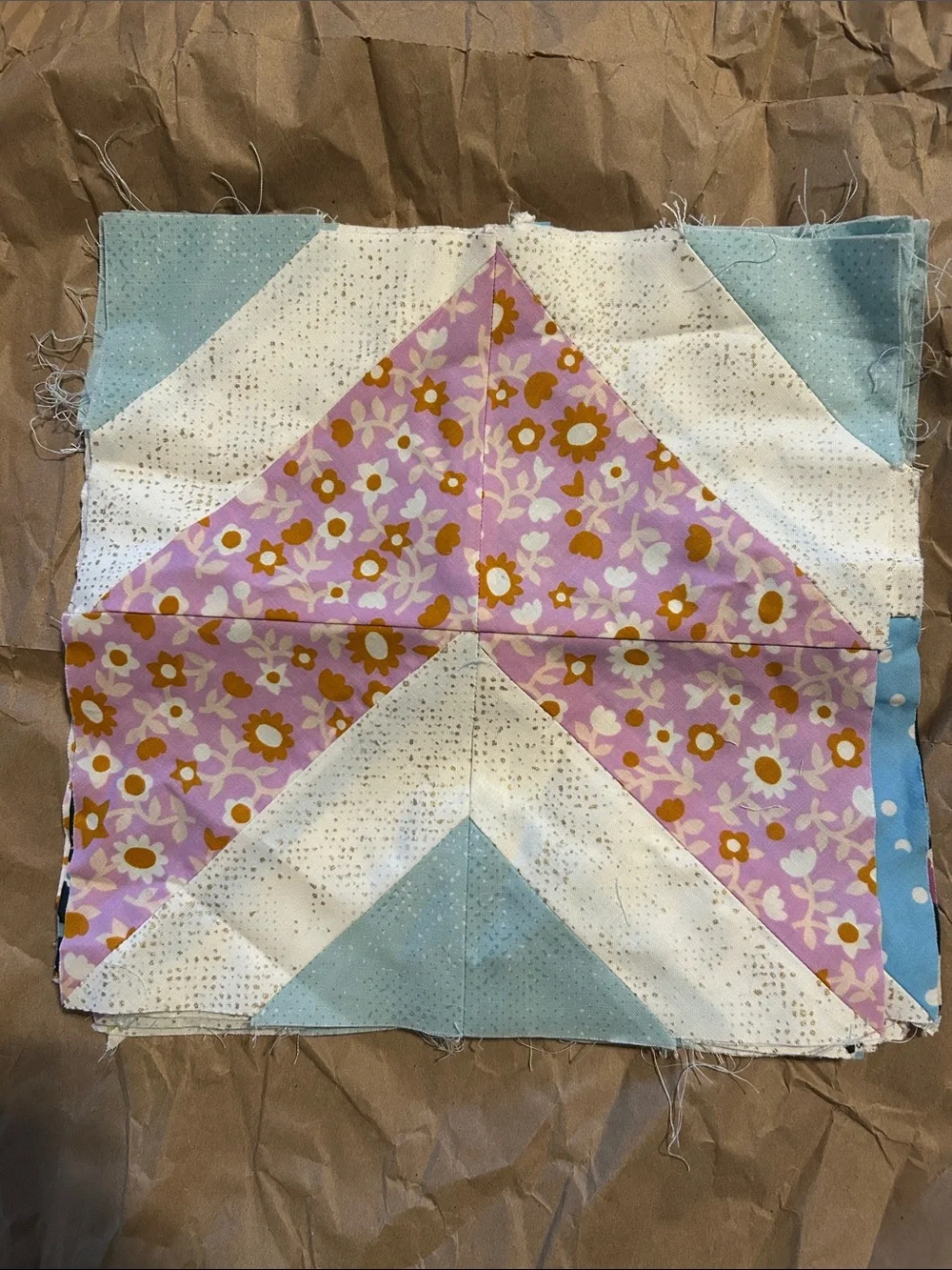 Quilty Arrows Quilt Pattern - Sky Blue & Multicolor started w/ fabric